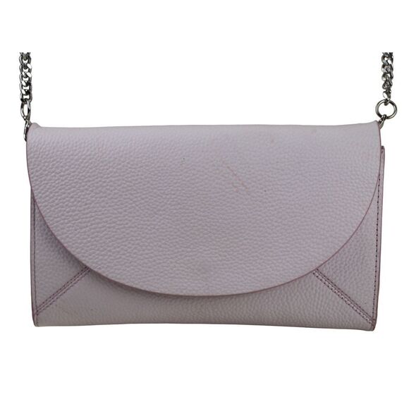 14th & Union PALE PINK GENUINE LEATHER FLAP CHAIN CROSSBODY SHOULDER BAG CLUTCH - Picture 1 of 16